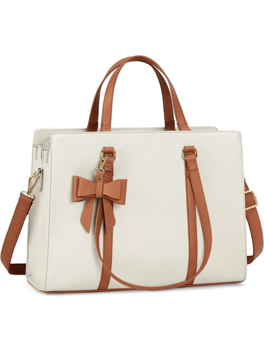 Stylish 15.6" Leather Laptop Tote Bag for Women - Work, Travel & Everyday Use
